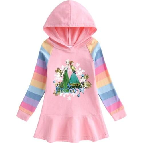 Disney Spring Autumn Frozen Girls Dresses Children Christmas Dress Long Sleeve Coat Baby Costume Party Sweatshirts Elsa Clothing