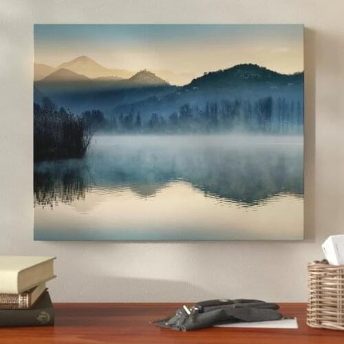 Canvas Poster Landscape Quiet Morning Canvas Painting Beautiful Natural Scenery Posters Prints Wall Art Picture for Living Room