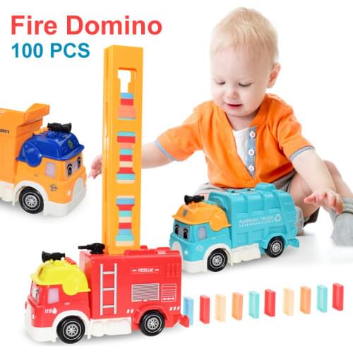 Automatic Laying Domino Brick Train Car Set Sound Light Kids Colorful Plastic Dominoes Blocks Game Toys Car for Children Boys