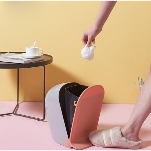 Creative Foot-Operated Trash Can Household Garbage Kitchen Recycling Basket Bathroom Waterproof Waste Paper Basket With Lid