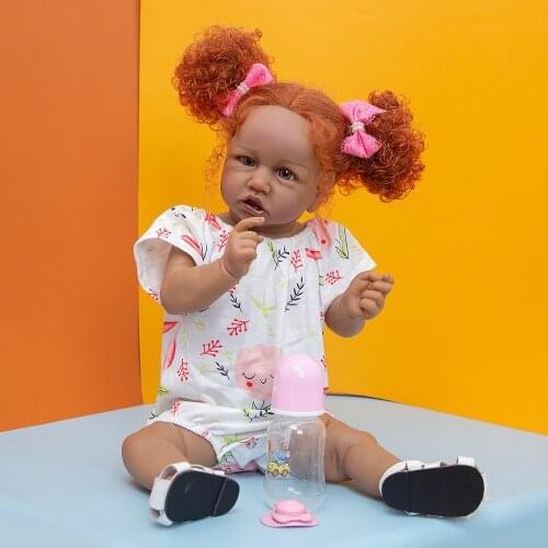 New Reborn Baby Toy Full Silicone 57 CM Handmade African Ethinic Dolls Menina Brinquedo Baby Dolls Kids Christmas Birthday Gifts