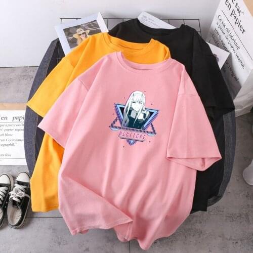 Summer Oversize Tees Female Casual Darling in The Franxx Anime Woman T-shirts Short Sleeve Tops Female Roronoa Zero Camisetas