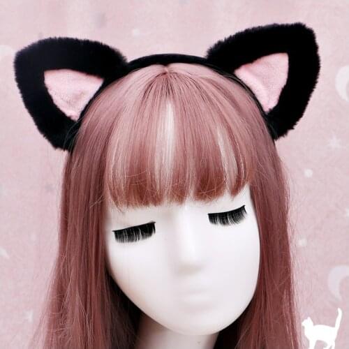 Cute Cartoon Cat Ears Hairband Headwear Fur Ear Cat Lolita Cosplay Head Band Hair Accessories For Women Party Christmas Headband
