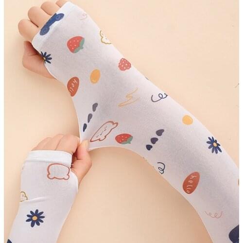 Cute Cartoon Arm Warmers for Kids Summer Arm Sleeves Sun UV Protection Outdoor Riding Travel Arm Warmers Arm Cover
