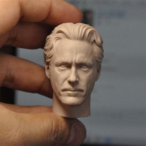 Unpainted 1/6 Robert Downey Jr. Head Sculpt Male Soldier Head Carving Fit Transplant Hair for Artist Fans DIY