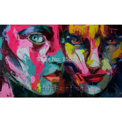 Nielly Francoise pop art people face 100% handmade knife oil painting on canvas office decoration large canvas art cheap