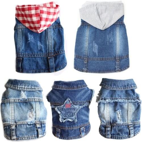 New Plaid Hoodie Dog Clothes for Pomeranians Hot Dog Jeans Fashion Denim Jacket Clothing for Chihuahua Yorkshire Shih Tzu XS-XXL