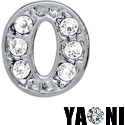 Newest 20Pcs/lot Silver Plated Crystal Alphabet Letter O Floating Locket Charms For Magnetic Glass Living Locket