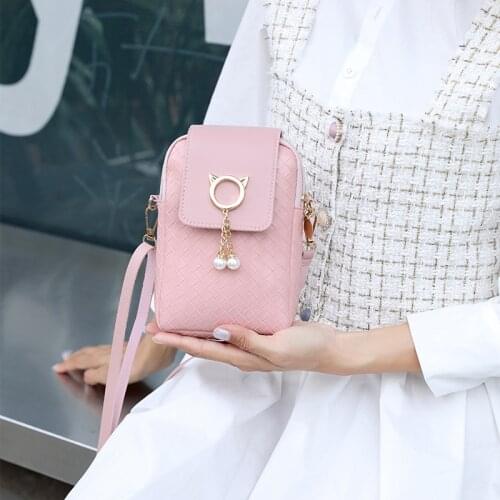 2021 Autumn Winter Mini Cross-body Mobile Phone Shoulder Bag Woven Pearl Tassel Cover-style Female Bag Shoulder Diagonal Bag