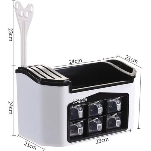 Rack Plastic Storage Boxes Seasoning Jar Chopsticks Spoons Condiment Storage Box Kitchen Organizer Accessories kitchen items