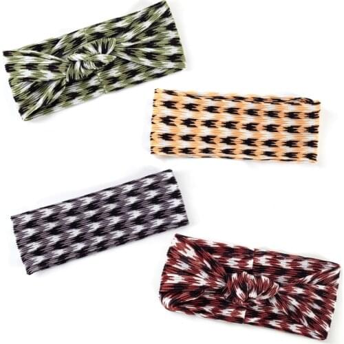 Geebro Houndstooth Women Headband Fold Design New Fashion Hair Bands Boho Cross Flat Elastic Hair Band For Ladies Girl Plaid