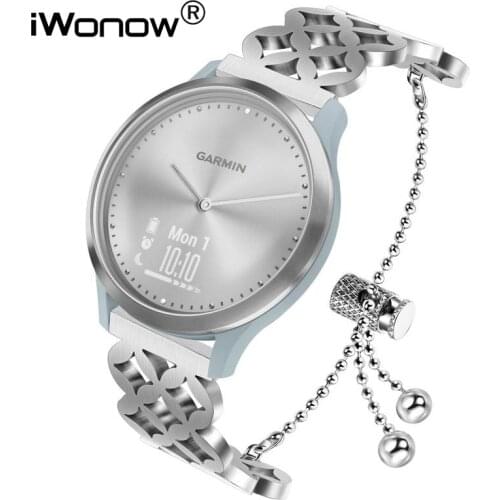 Women Stainless Steel Watchband for Garmin Vivomove HR/ Vivoactive 3/ Forerunner 245/645 Music/Venu/Luxe/Style Watch Band Strap