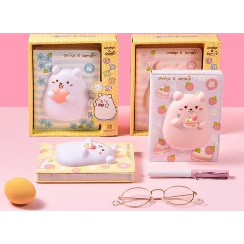 3D Cartoo Decompression PU Leather Notebook Student Planner Pages Diary Reliever Stress Notebook for Gift Student