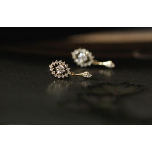Vintage Dainty Wedding Earrings Female Crystal Small Zircon Stone Earrings Real 925 Sterling Silver Gold Stud Earrings For Women