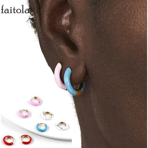 Candy Color Round Earrings for Women Trendy Small Circle Hoops Earring Punk Geometric Girls Earring for Party Wedding Jewelry
