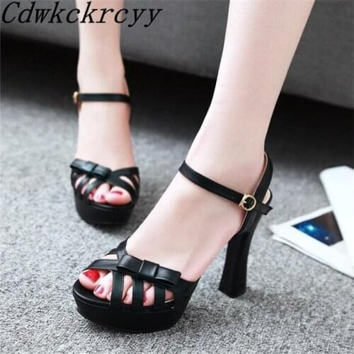 Women sandals Summer New pattern fashion Super high heel temperament Fish mouth Women sandals Pink Sweet Bow Rome Sandals 34-43