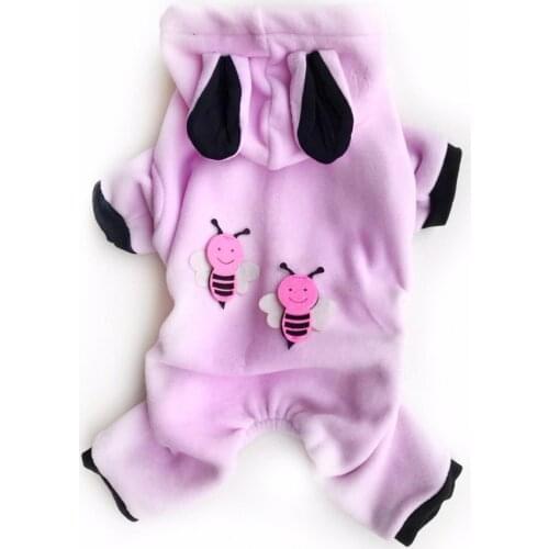 Pet Cat Clothes Pink Bee Cat Jumpsuit Puppy Dog Cat Funny Costume Winter Warm Plush Cat Jacket Fleece Sweater Cat Clothing