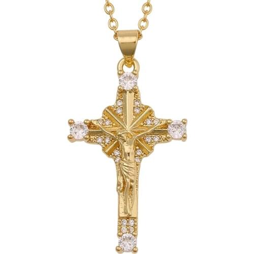Jesus Cross Necklace Women/Men Orthodox Religious Catholic Pendant Church Gift Christ