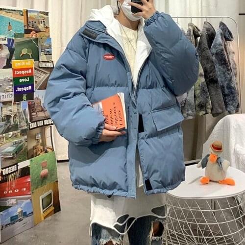 INXYZ Winter Fashion Hooded Coat Men Clothing Solid Color Ovesize Thicken Warm Parka Coat Korean Trend Casual Style Unisex