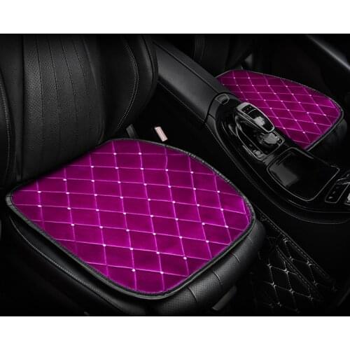 Winter Diamond Plush Universal Car Seat Cover Mat Seat Cushion Velvet Rhinestones Protector Car Accessories Girls Women