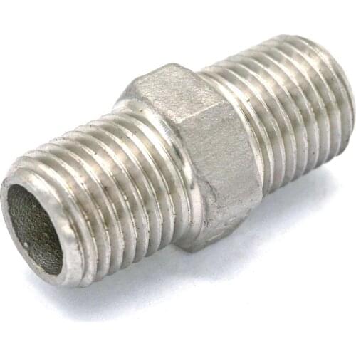 1/4" BSPT Male Thread Hex Nipple Union 304 Stainless Pipe Fitting Connector Coupler water oil air 143 PSI