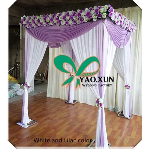 1pcs a lot White square backdrop with lavender drapes ice silk backdrop for wedding and party or banquet