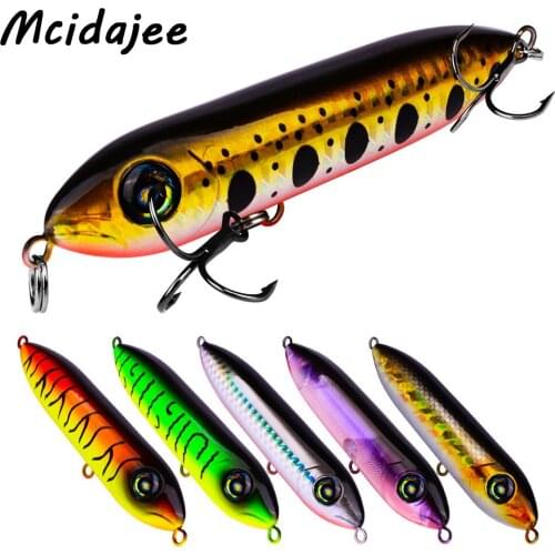 1PC Plastic Hard Popper 3D Eyes Fishing Lures Bass Crankbaits Lures Balancer Artificial Fishing Tackle Minnow With Treble Hook