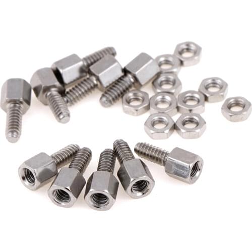 10Sets 5+7mm Header Plate Bracket Stud Bolt & Nut Nuts Screw D-Sub VGA serial