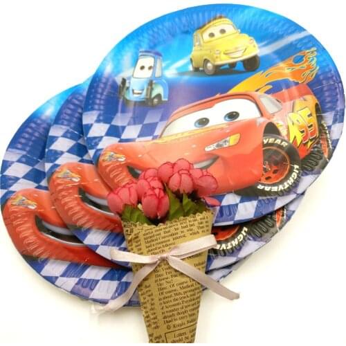 10pcs/set Lightning Mcqueen 95 Cars Theme Party Supplies Plate Party For Kids Happy Birthday Decoration Theme Party Supplies