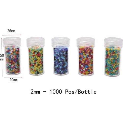 1000pcs/Bottle 2mm Mixed Multicolor Czech Glass Seed Spacer Beads Austria Crystal Round Beads For Kids Jewelry DIY Making Craft