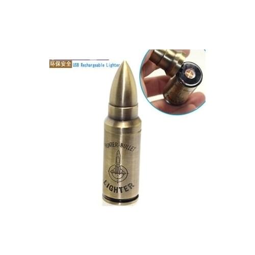 2PCS/LOT Creative Bullet Shaped USB charging Lighter High Quality Personality Gifts Windproof Electronic Lighter