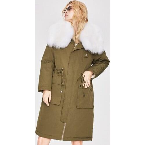 2021 Real Natural Fox Fur Collar Coat 90% White Duck Down Jacket Long Parka Thick Warm Outerwear Winter Jacket Women