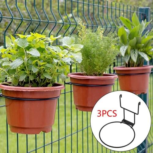 3x Flower Pot Holder Ring Wrought Iron for Outdoor Garden Decoration Railing