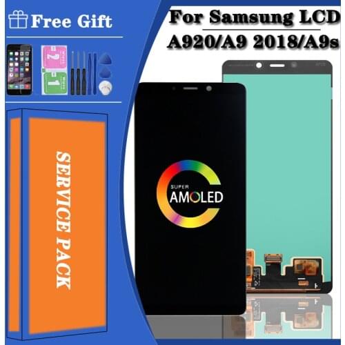 6.3'' Super AMOLED lcd For Samsung Galaxy A9 2018 A920 A920F SM-A920F/DS LCD Display Touch Screen Digitizer Assembly Replacement
