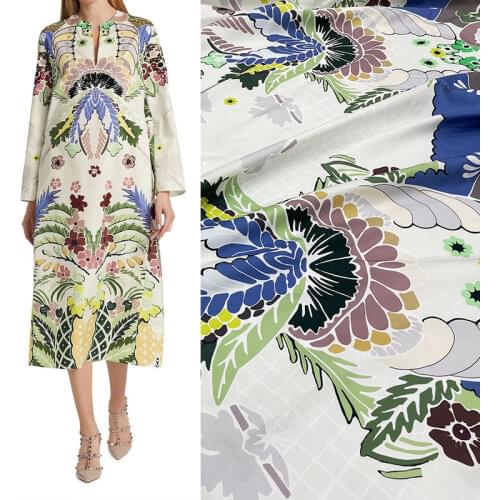 65x145cm Fashion Plant Flower Print Cotton Fabric For Woman Dress Blouse Pants DIY Cloth Sewing Material