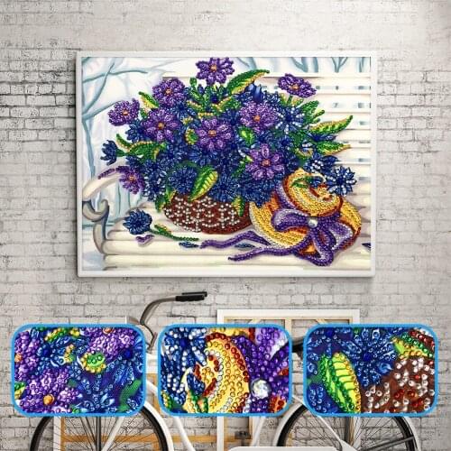 Special Shape Diamond Embroidery Flower DIY Diamond Painting Flower Basket Cross Stitch Picture Of Rhinestone 25x35cm