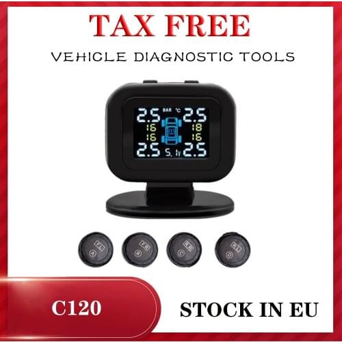 Auto Truck TPMS Car Wireless Tire Pressure Monitoring System with 6 External Sensors Replaceable Battery LCD Display