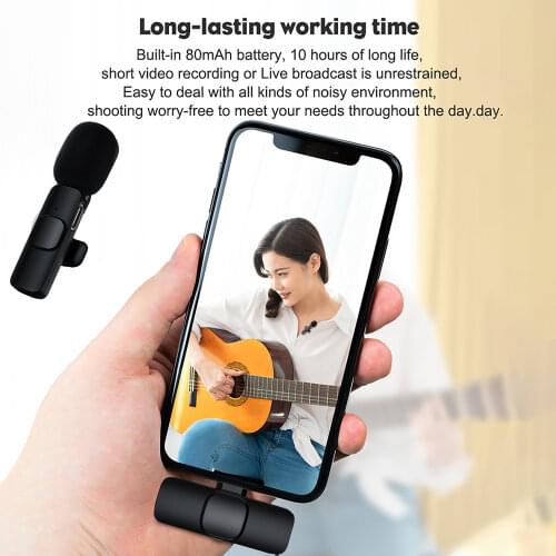 Wireless Lavalier Microphone for iPhone Android Type C for Content Creators Phone Lapel Video Mic for Tik Tok Youtuber Recording