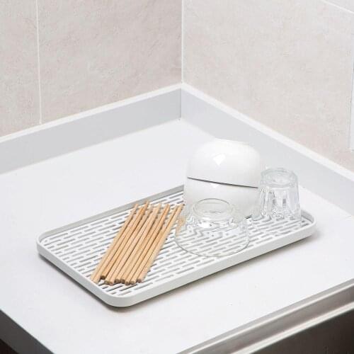 Double Layers Draining Tray Plastic Rectangular Storage Rack Kitchen Tea Tray Household Cutlery Organizer