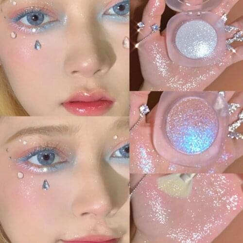Highlighter Diamond Glitter Mashed Potatoes Highlighter Makeup Face and Body Waterproof Long-lasting Brighten Glitter 3D Makeup