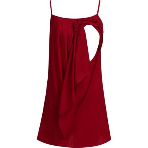 Cotton breastfeeding baby casual pregnant women sleeveless shirt sling ruffle solid color pregnant women shirt