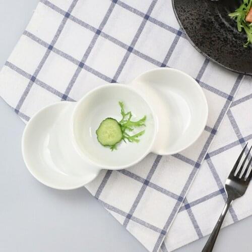Ceramic 3 component bowl, snack, nut, Melon seeds bowl, Chip and Dip bowl