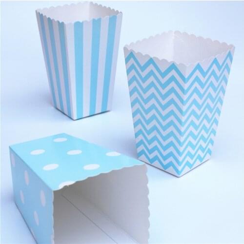 12pcs Popcorn box colorful chevron stripes dot Gold Gift Box Party Favour Wedding Pop corn kid party decoration bags loot