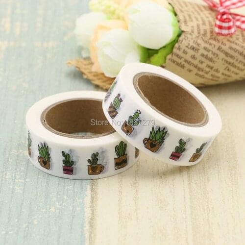 1X Washi Tape Japanese Cactus Plants 10m Kawaii Scrapbooking Tools Masking Tape Christmas Photo Album Diy Decorative Tapes