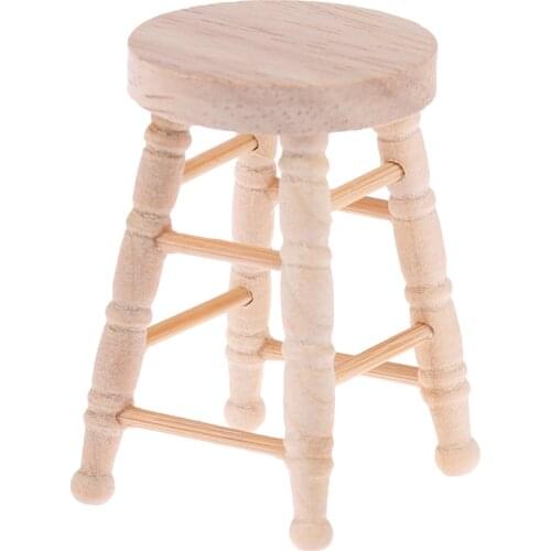 Mini Wooden Stool Simulation Chair Furniture Model Toys 1/12 Dollhouse Miniature Accessories for Doll House Decoration