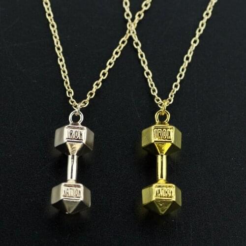 Fashion Women Dumbbell Shape Pendant Necklaces For Women Men Link Chain Necklaces Amulet Jewelry Lucky Charm Alloy Accessories