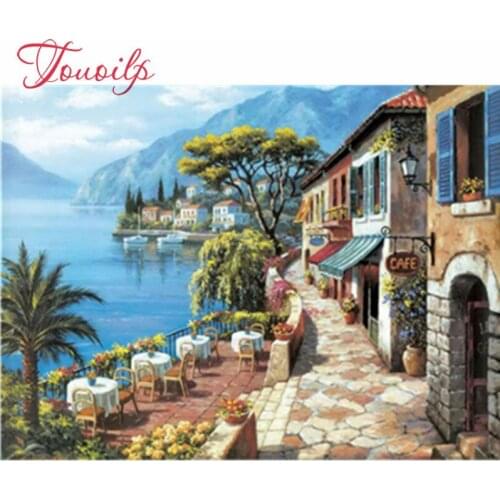 Cross Stitch Kit DIY Diamond Embroidery City by the Sea Full Square/round Diamond Painting Mosaic Home Decor