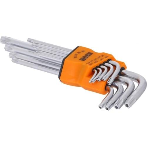 9Pcs/Set Car Torx Key Set L-Type Tamperproof Steel Security Bits Long Arm Star Wrenches Car Disassembly Tool