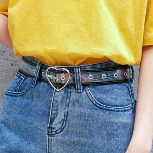 New Women Transparent Belts Heart-shap Metal Hole Pin Buckle Plastic Clear Punk Waist Belt Jeans Dress Decoration Waistbands