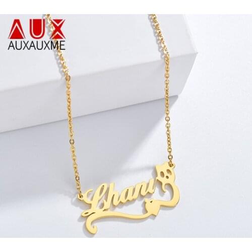 Auxauxme Personalized Baby Name pendants necklaces Girl Boy Necklace Custom name necklace Gifs For women Child Maxi Colar